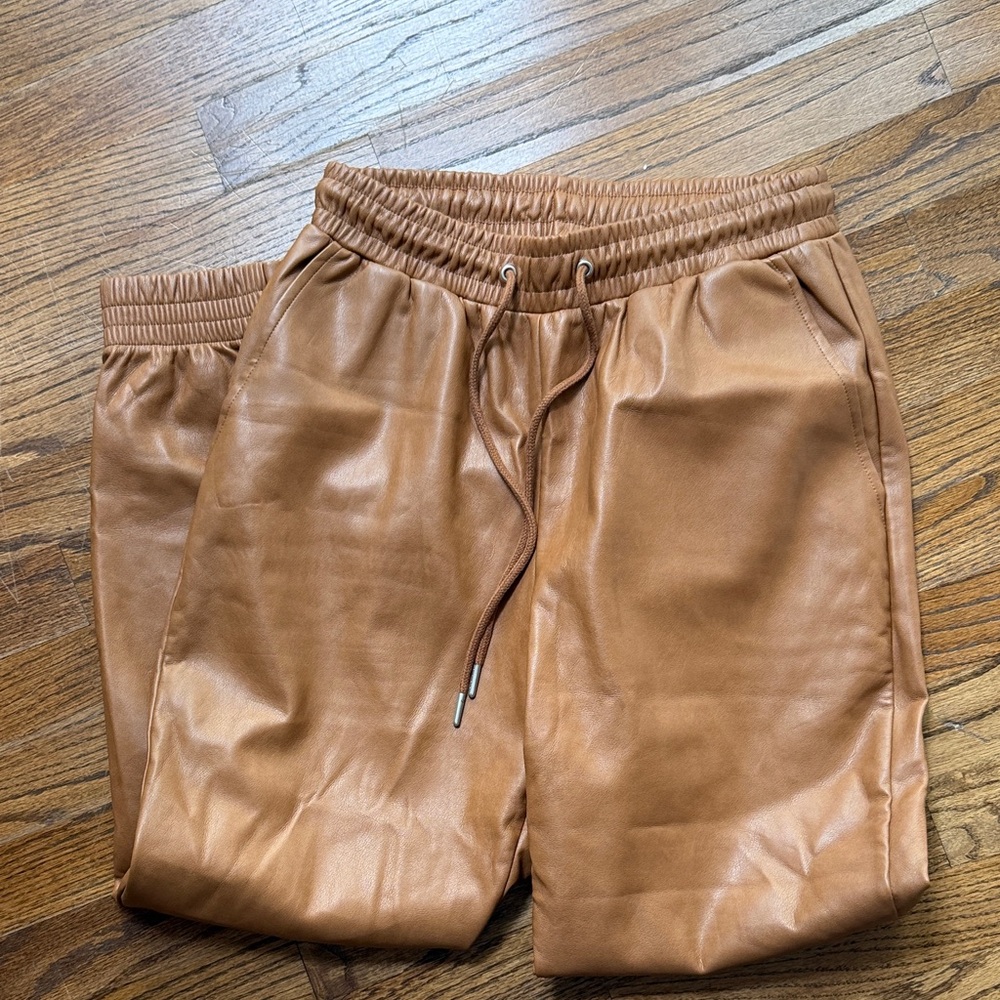 bagatelle Tan/Brown Faux Leather Joggers